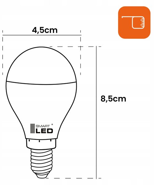 LED žárovka E14 230 V, 10 W, 900 lm, 3000 K – teplá bílá, stmívatelné, Ø 45 mm