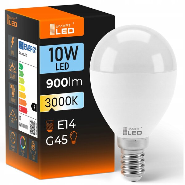 LED žárovka E14 230 V, 10 W, 900 lm, 3000 K – teplá bílá, stmívatelné, Ø 45 mm