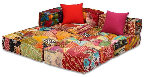 3místný modulární pouf patchwork textil 244979