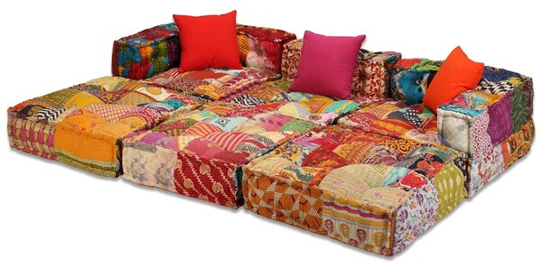 3místný modulární pouf patchwork textil 244979
