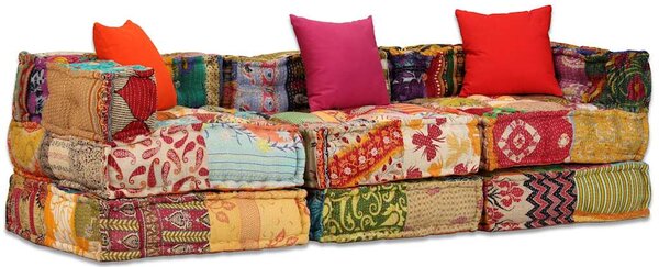 3místný modulární pouf patchwork textil 244979