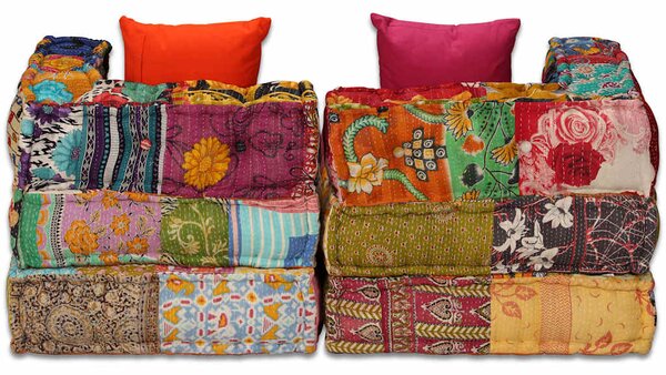 2místný modulární pouf patchwork textil 244977