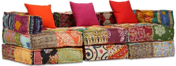 3místný modulární pouf patchwork textil 244979