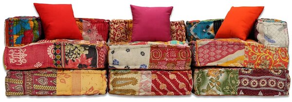 3místný modulární pouf patchwork textil 244979