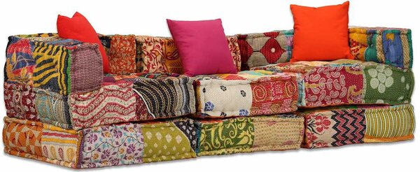 3místný modulární pouf patchwork textil 244979