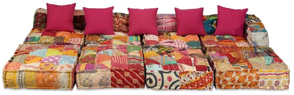 4místný modulární pouf patchwork textil 244981