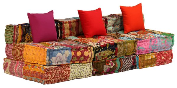 3místný modulární pouf patchwork textil 244983