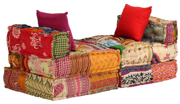 3místný modulární pouf patchwork textil 244983