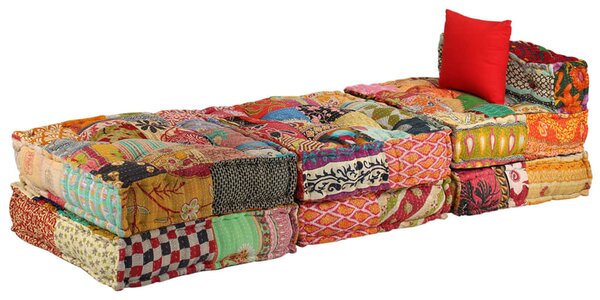 3místný modulární pouf patchwork textil 244983