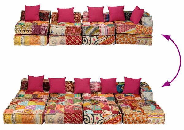 4místný modulární pouf patchwork textil 244981