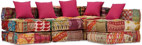 4místný modulární pouf patchwork textil 244981