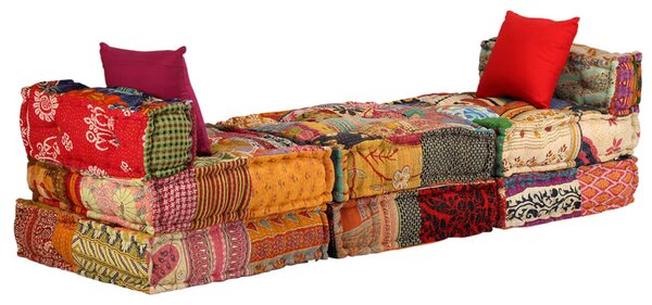 3místný modulární pouf patchwork textil 244983