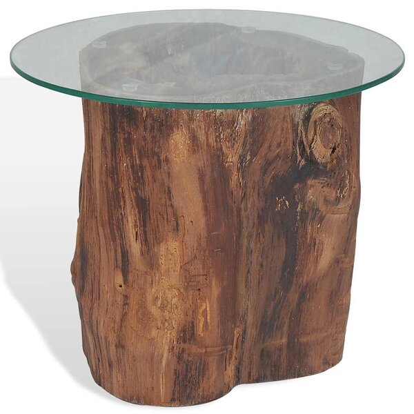 Konferenční stolek teak a sklo 50 x 40 cm 245069