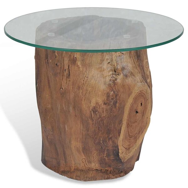 Konferenční stolek teak a sklo 50 x 40 cm 245069
