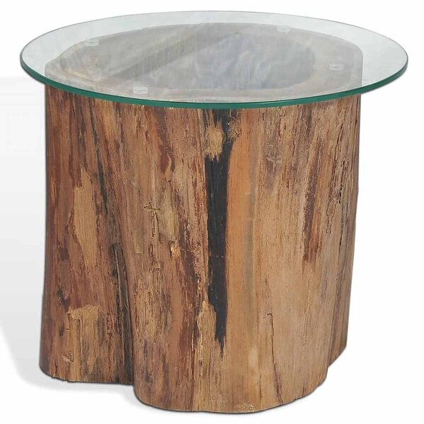 Konferenční stolek teak a sklo 50 x 40 cm 245069