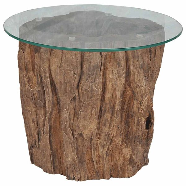 Konferenční stolek teak a sklo 50 x 40 cm 245069