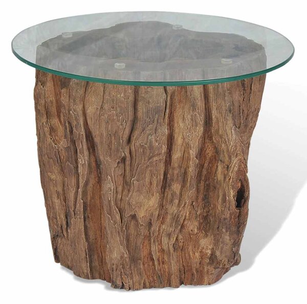 Konferenční stolek teak a sklo 50 x 40 cm 245069