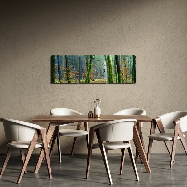Obraz lesa (s hodinami) (90x30 cm)