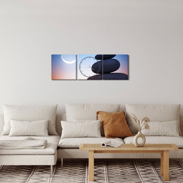 Obraz poskládaných kamenů na sobě (s hodinami) (90x30 cm)