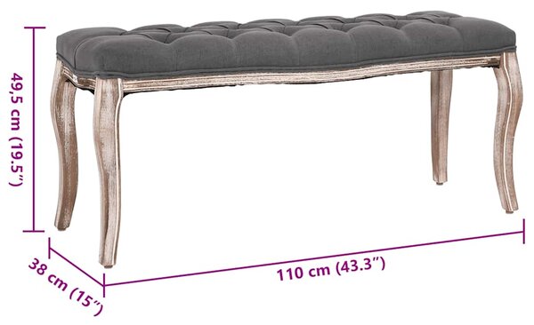Lavice se lněným čalouněním 110 x 38 x 48 cm tmavě šedá 245360