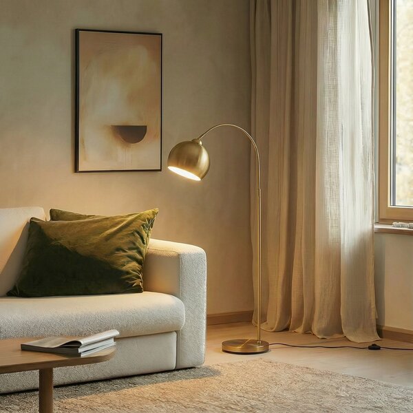 Stojací Lampa Lindby, Moisia, Zlatá / mosazná, Obývací pokoj, Kov, Moderní