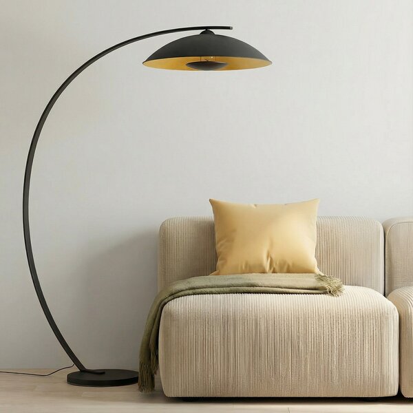 Stojací Lampa Lindby, Emilienne, Černá, Obývací pokoj, Kov, Moderní