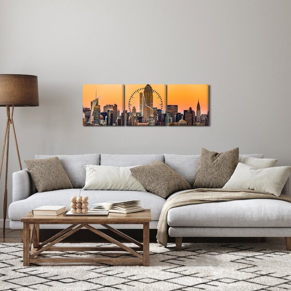 Obraz New Yorku (s hodinami) (90x30 cm)