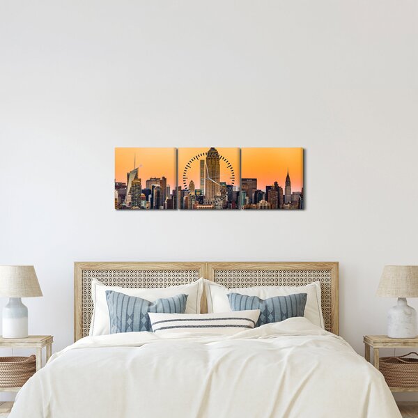 Obraz New Yorku (s hodinami) (90x30 cm)
