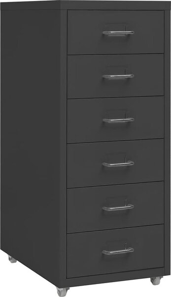 VidaXL Mobilní kartotéka 28 x 41 x 69 cm kov, 6 zásuvek [335917] Barva: Černá