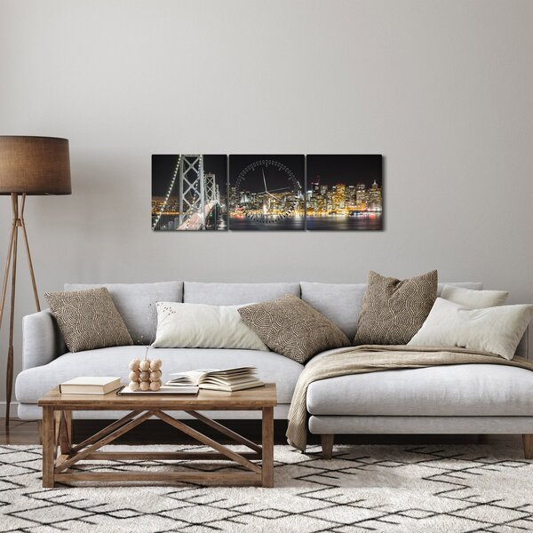Obraz Bay Bridge (s hodinami) (90x30 cm)