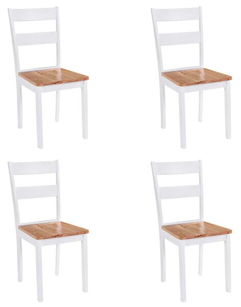 Jídelní židle 4 ks bílé masivní kaučukovník 245369