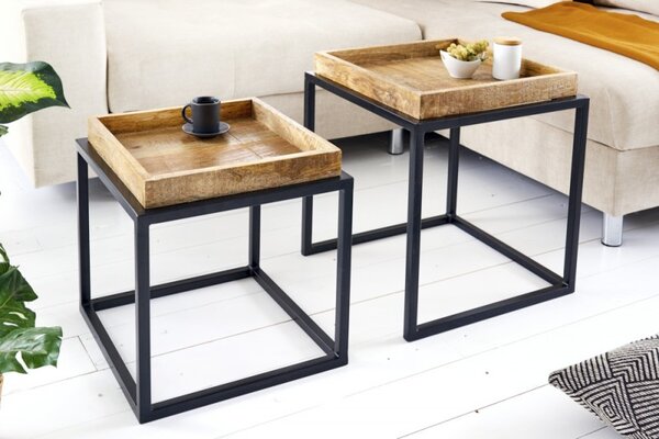 2SET odkládací stolek SERVITEUR 45 CM masiv mango Nábytek | Doplňkový nábytek | Odkládací stolky