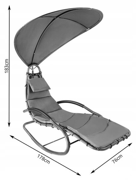 Malatec 12115 Zahradní houpací lehátko se slunečníkem šedé