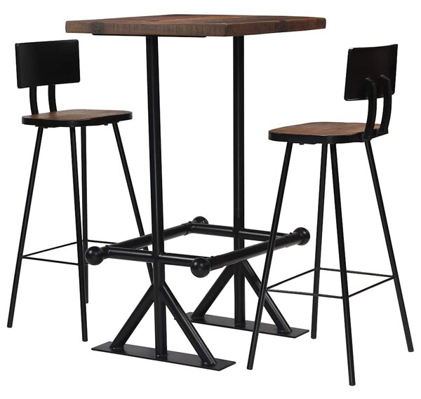 3dílný barový set masivní recyklované dřevo 245394