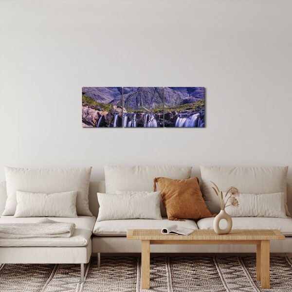 Obraz vodopádů (s hodinami) (90x30 cm)