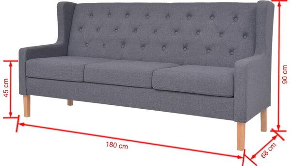 3místná pohovka textil šedá 245454