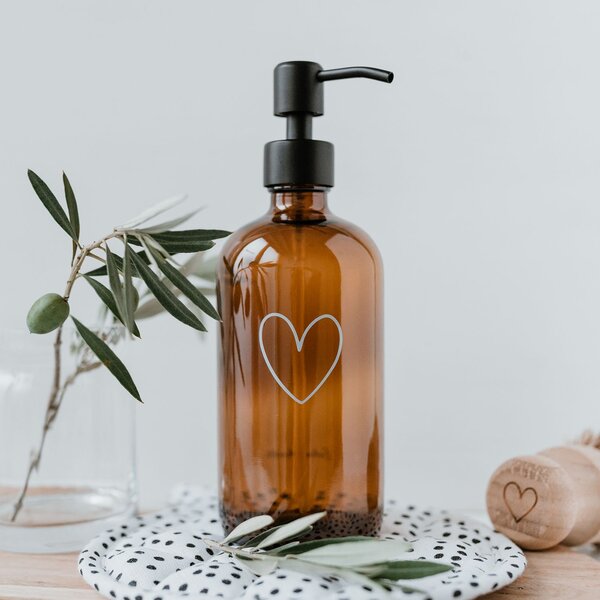 Skleněný dávkovač mýdla Heart 500 ml