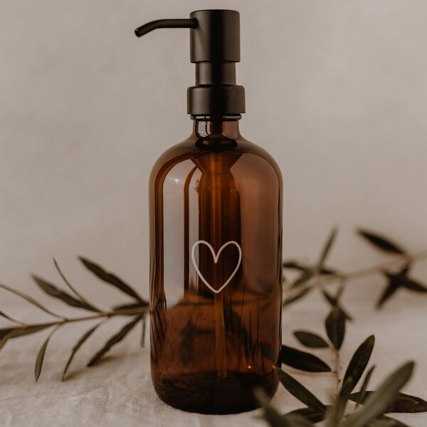 Skleněný dávkovač mýdla Heart 500 ml