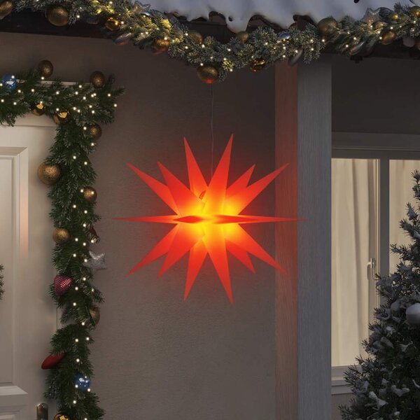 VidaXL Svítící vánoční hvězda s LED skládací [356195] Barva: Červená, Velikost: 57 cm