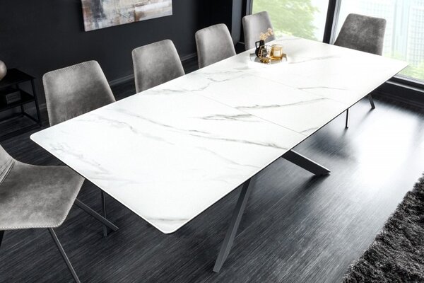 Jídelní stůl ALPINE WHITE 160-200 CM keramika rozkládací Nábytek | Jídelní prostory | Jídelní stoly | Rozkládací