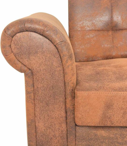 Konvertibilní 2místná pohovka s područkami umělý semiš hnědá 245584