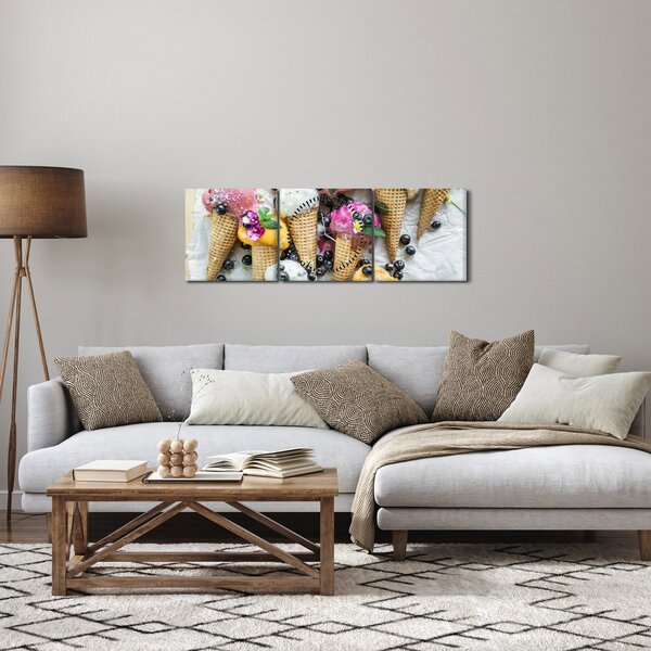 Obraz se zmrzlinami (s hodinami) (90x30 cm)
