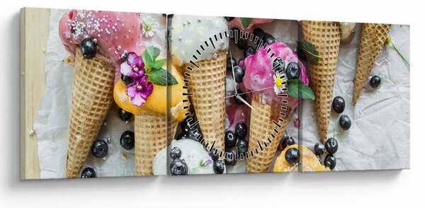 Obraz se zmrzlinami (s hodinami) (90x30 cm)