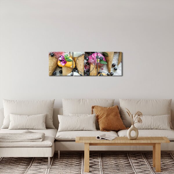 Obraz se zmrzlinami (s hodinami) (90x30 cm)