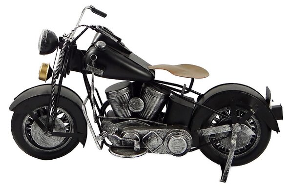 Kovový model motorky Cruiser/Bobber černý 29 cm – stylová dekorace pro motorkáře