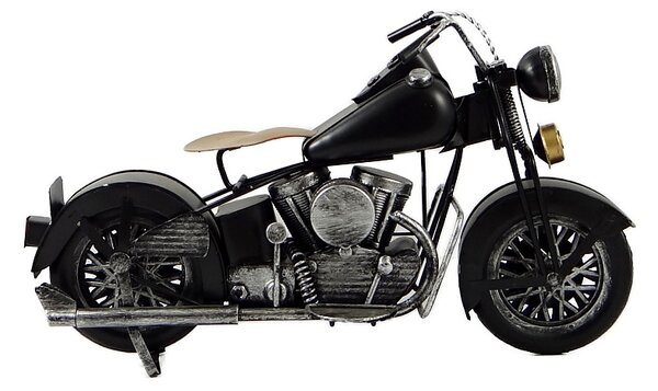 Kovový model motorky Cruiser/Bobber černý 29 cm – stylová dekorace pro motorkáře