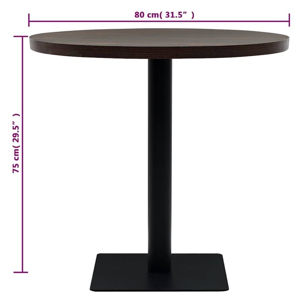 Bistro stůl MDF a ocel kulatý 80 x 75 cm 245610