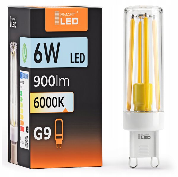 Bílá LED žárovka G9 6 W, 900 lm, 6000 K – studená bílá, IP20, 18 × 73 mm