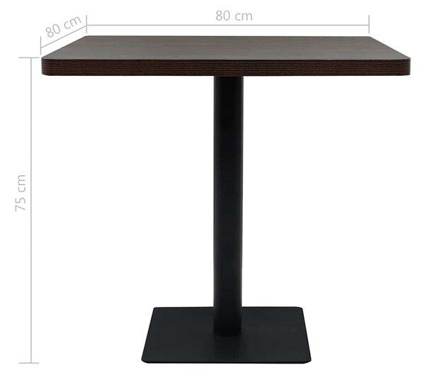 Bistro stůl MDF a ocel čtvercový 80 x 80 x 75 cm 245611