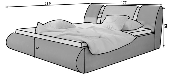 Eltap Čalouněná postel Flavio Materiál a barva potahu: Soft 11, Soft 17 - černá, Rozměr: 140x200